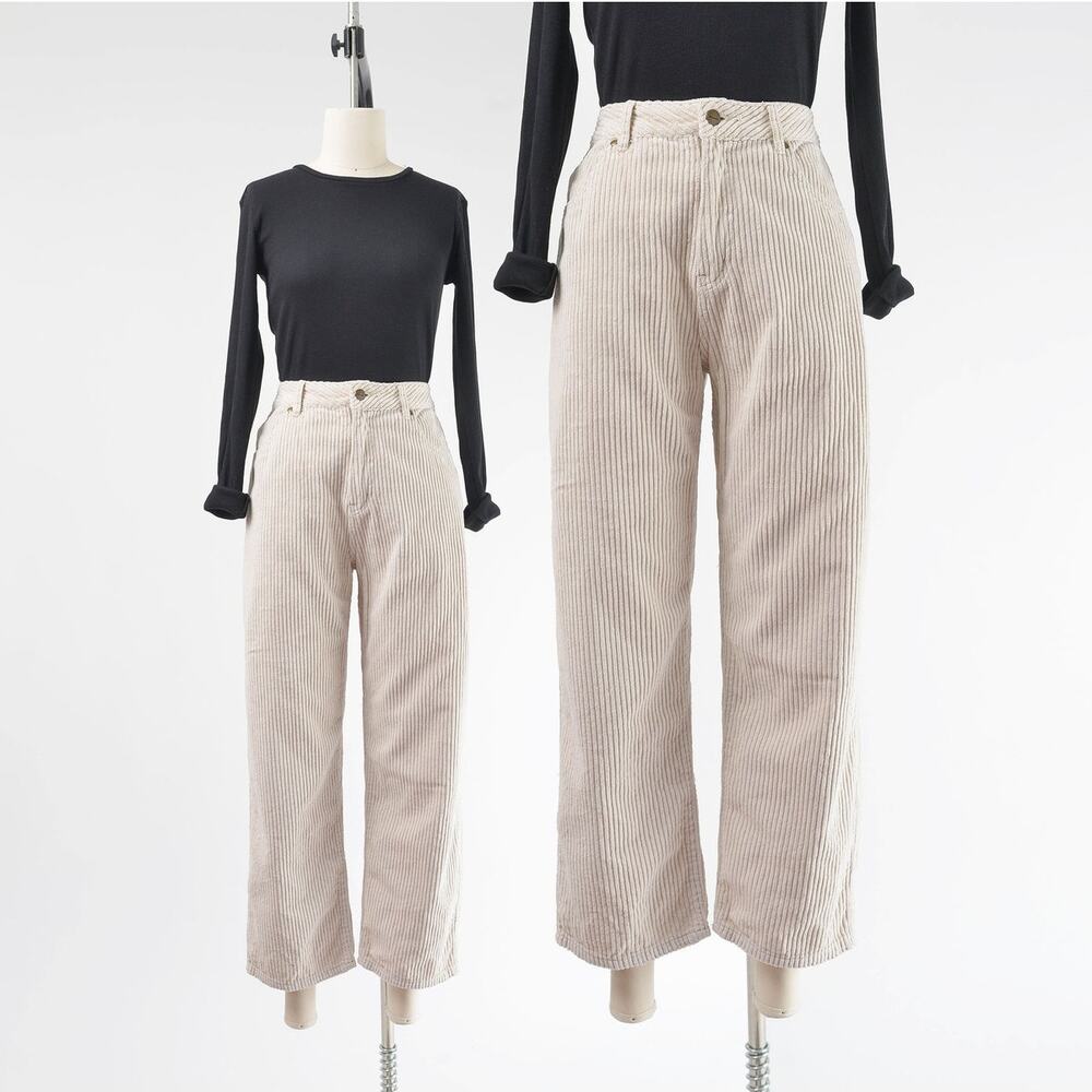 Afends Oatmeal Beige Corduroy High Waisted Straight Leg Pants M